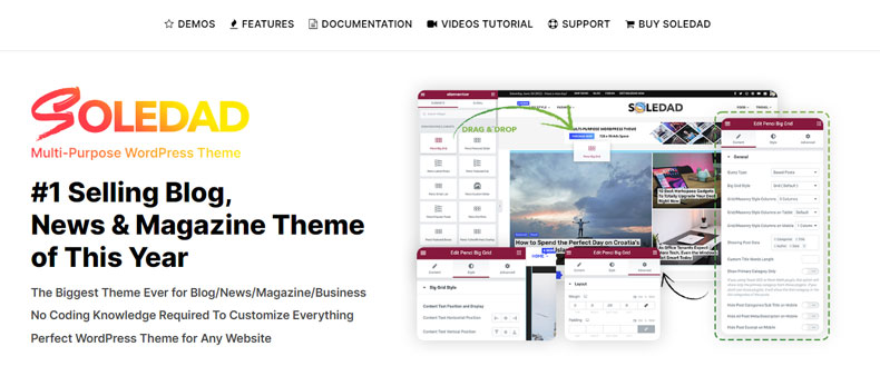 Soledad is one of the best selling premium WordPress theme in Themeforest market