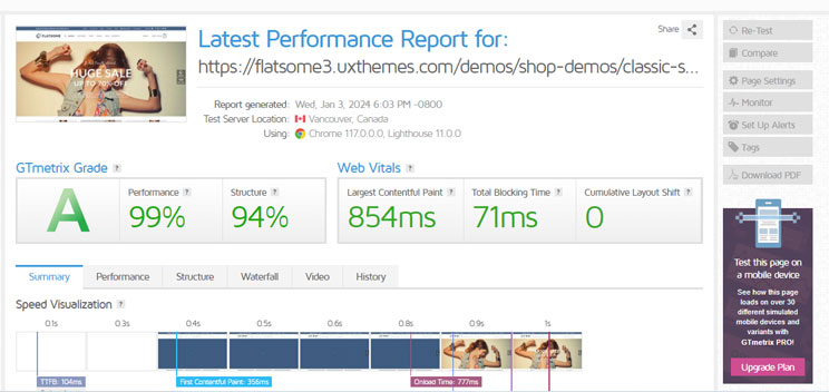 Flatsome Theme Speed Test